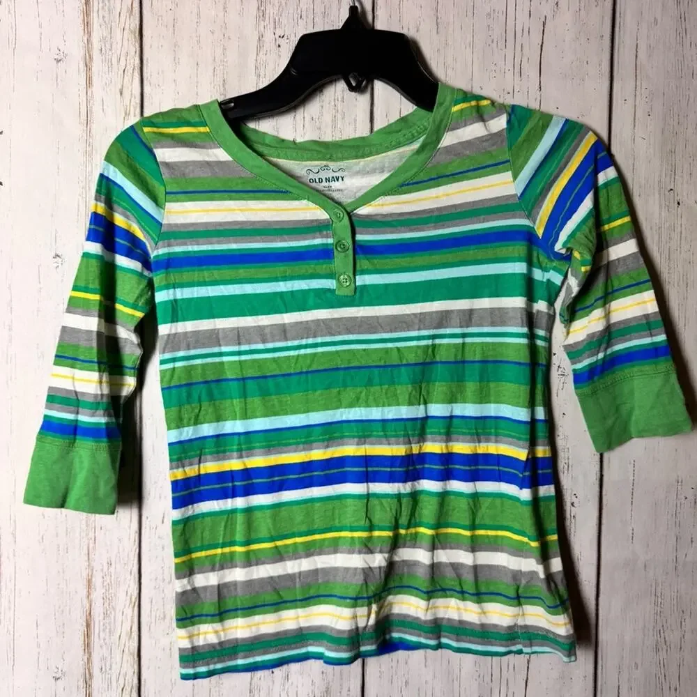 Old Navy Girls Multicolor Striped Henley Sz M